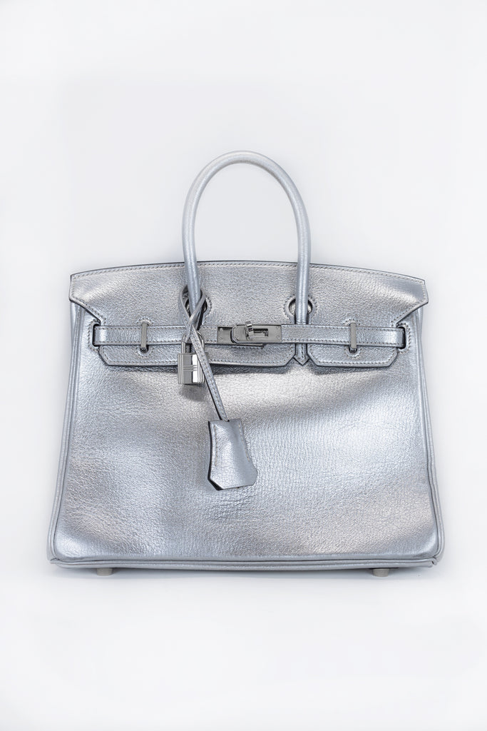 Hermes Limited Edition Birkin 30 Bag Silver Metallic Chevre