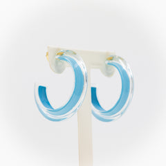 Alison Lou 14k Gold Plated & Lucite Blue Small Jelly Hoops