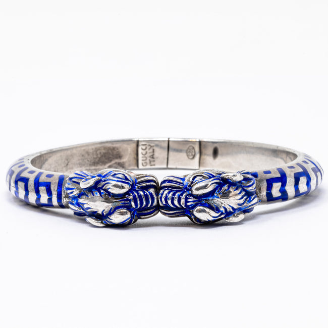 Gucci Enamel Vintage double lion sterling cuff bracelet