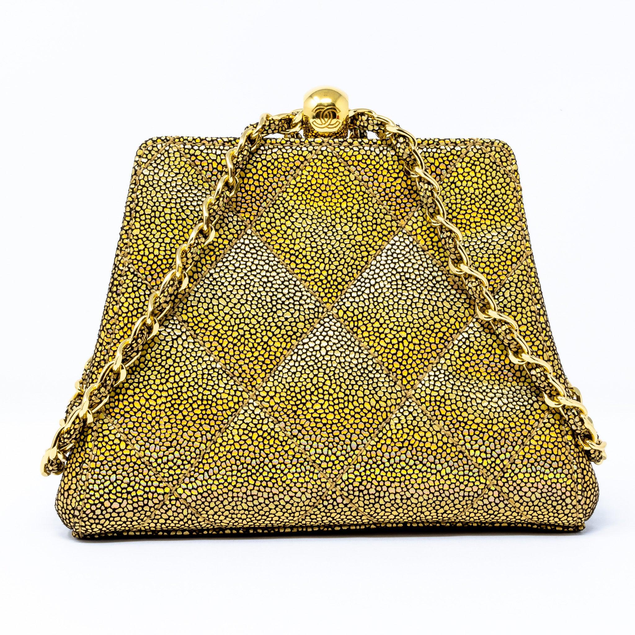 Chanel Iridescent Caviar Leather Vintage Mademoiselle Clutch with