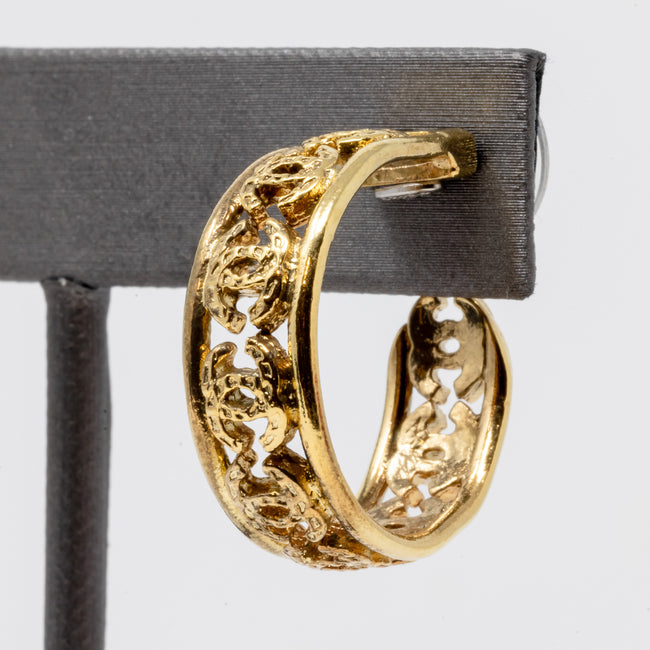 Chanel Gold Tone Vintage Hoops