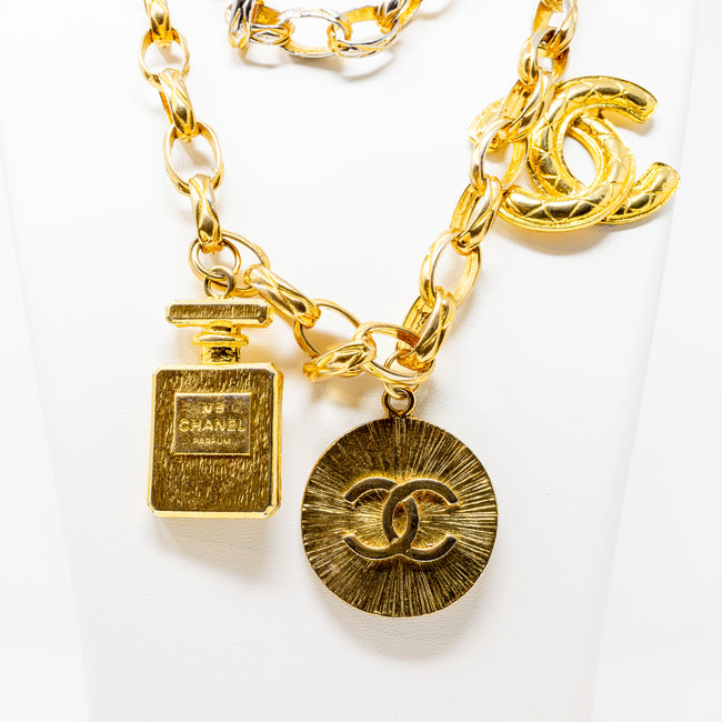 Chanel 1996 Vintage Gold Lucky Charm Pendant Necklace · INTO