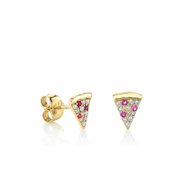 Sydney Evan Pizza Silce Ruby and Diamond Stud Earrings