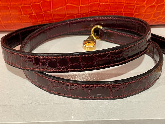 Crocodile Embossed Leather Kelly Bag